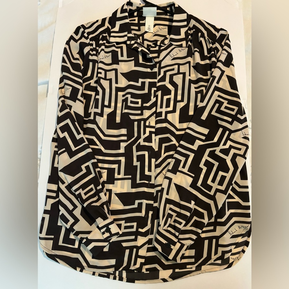 Richard Allen for H&M Women Long Sleeve Button Down Blouse Size 4 Career Office